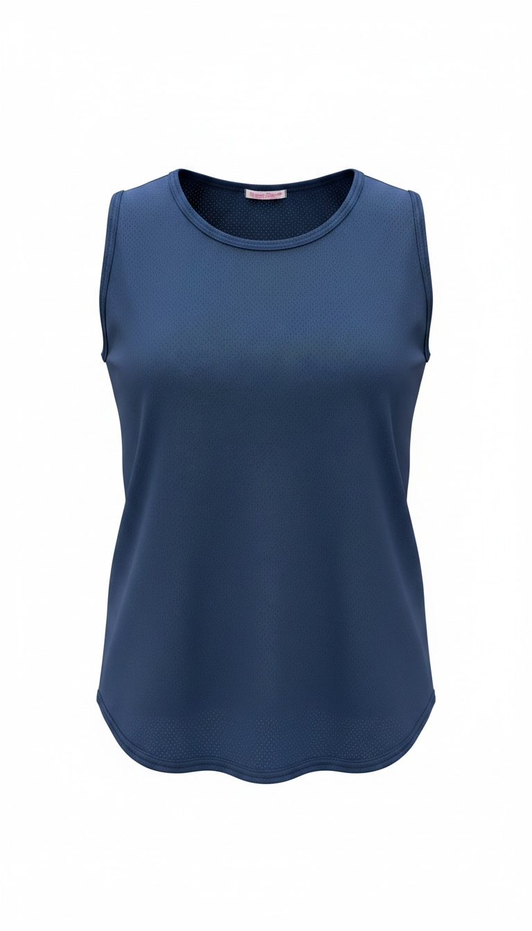 Blue sleeveless top on a white background