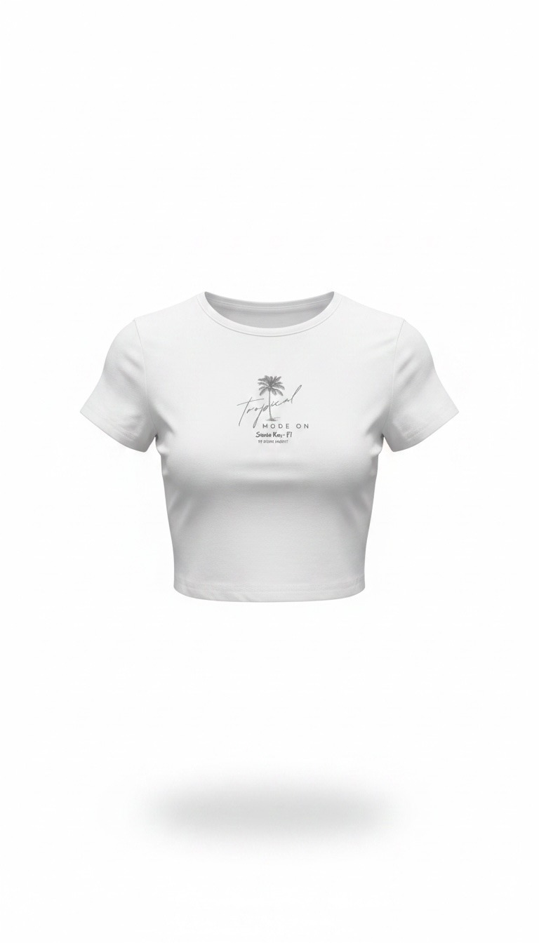 Siesta Key Souvenir Cropped Top – White | Tropical Mode On Siesta Key