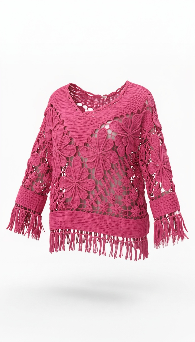 Crochet Coverup/Top Pink