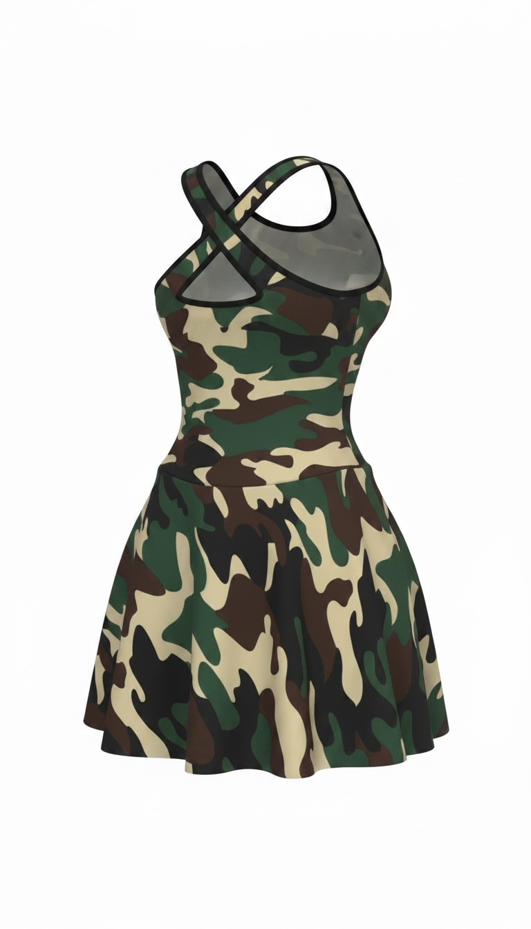 Monaliza Skort-Dress – Military Print